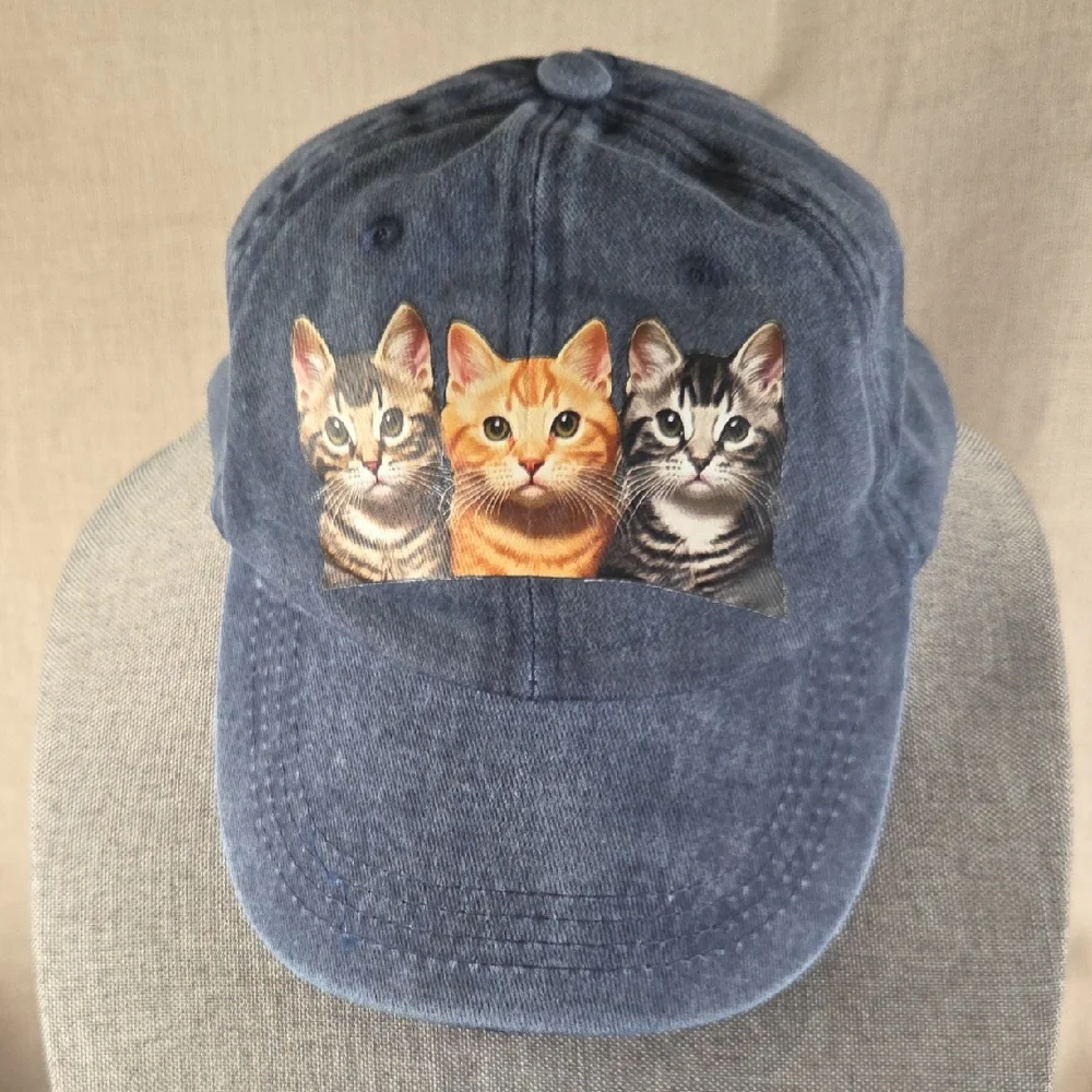 Blue Cat Print Cap